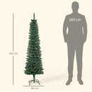 Albero di Natale Innevato Slim Ø48x165 cm con 443 Rami e Base Rimovibile Pieghevole in PVC e Metallo Verde      