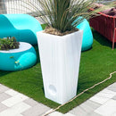 Vaso Quadrato Luminoso da Giardino Solare Autoricaricabile 45x45x102 cm in Polietilene Sined Solar 102 Bianco