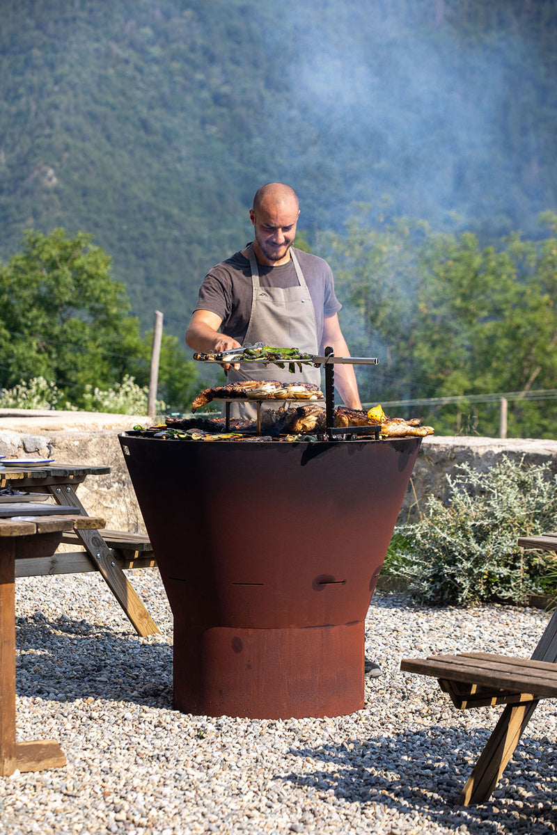 Barbecue a Legna Ø60x66 cm Azalea in Acciaio Nero Alta Temperatura