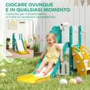 Scivolo per Bambini con Canestro 178x70x86 cm in HDPE e PP Giallo e Verde   