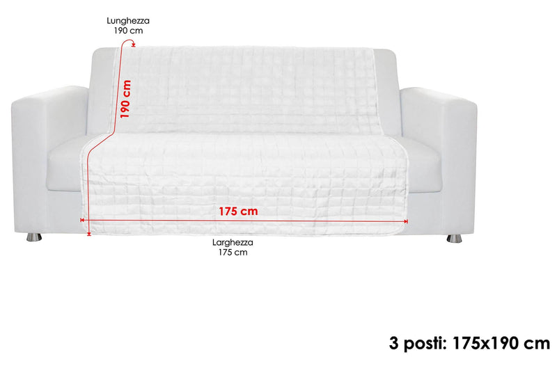 Copridivano a Fascia 3 Posti 175x190 cm in Microfibra Doubleface Grigio Chiaro/Grigio Scuro