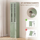 Mobile Bagno Alto 38x26x160 cm a 6 Ripiani con Ripiano Regolabile in Truciolato e MDF Verde Salvia      