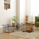 Recinto per Animali Modulabile e Multilivello 140x70x35 cm con 12 Pannelli e Bordi Arrotondati in Metallo e ABS Nero   