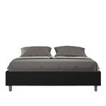 Letto Matrimoniale Giroletto con Alzata Comoda Imbottito in Similpelle Azelia Nero Varie Misure