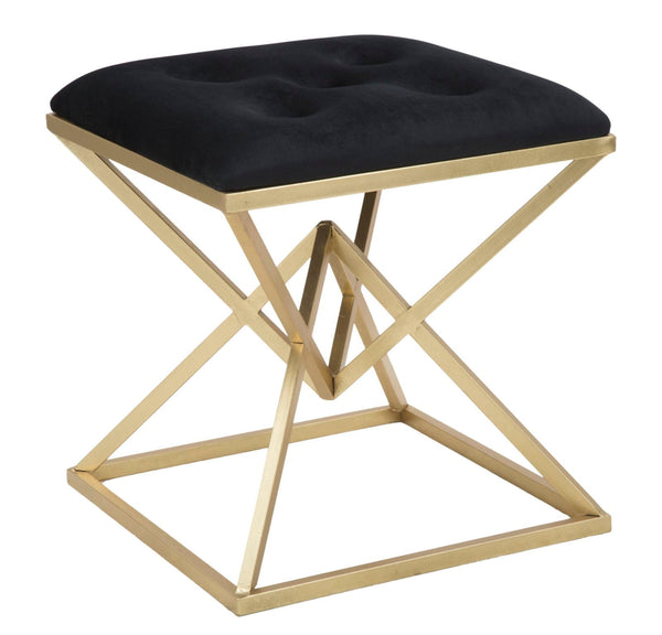 prezzo Puff Piramid 45x45x48 cm en Fer et Éponge et Polyester Doré et Noir