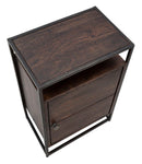 Comodino 1Door Burn 45x30x66 cm in Legno di Acacia e in Ferro Marrone