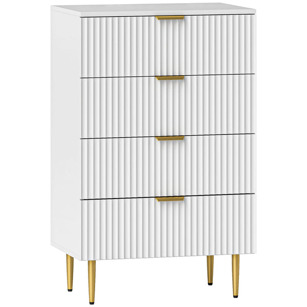 sconto Cassettiera 4 Cassetti Moderna con Maniglie Dorate 60x40x96 cm Bianco