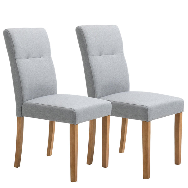 sconto Lot de 2 Chaises Rembourrées 50x62x96 cm en Tissu Effet Lin Gris Clair