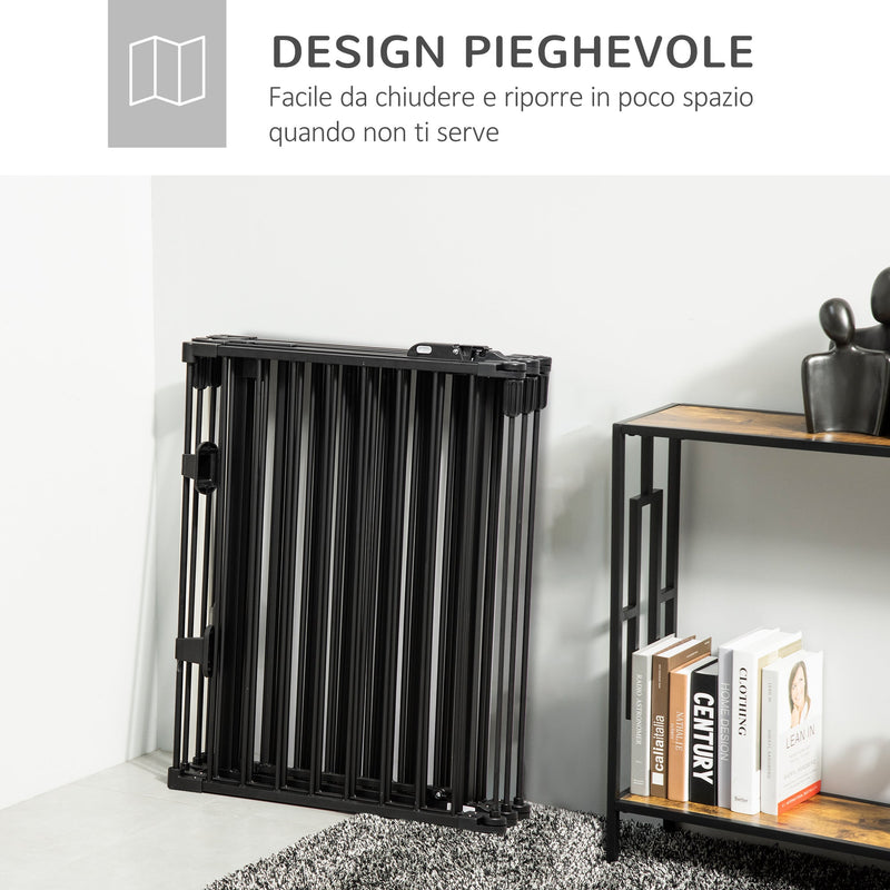 Recinto per Cani Gatti Pieghevole 362,5x2x76 cm 6 Sezioni in Acciaio Nero
