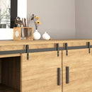 Kit Porta Scorrevole 183x0,6x18 cm con Binari Fermi e Guide Stile Industriale in Acciaio al Carbonio Nero      