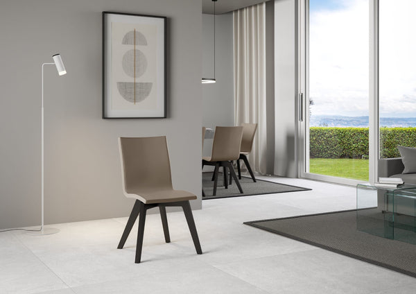 acquista Chaise Trudy 52x52x87 cm Pieds anthracite simili cuir gris tourterelle