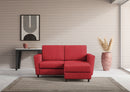 Divano 2 Posti con Pouf 152x155x85 cm Yasel in Tessuto Rosso