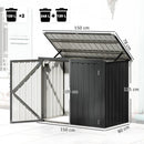 Armadio Box Copri Bidoni da Esterno 150x80x117-115 cm con 2 Porte Bloccabili e Tetto Apribile in Acciaio Grigio      
