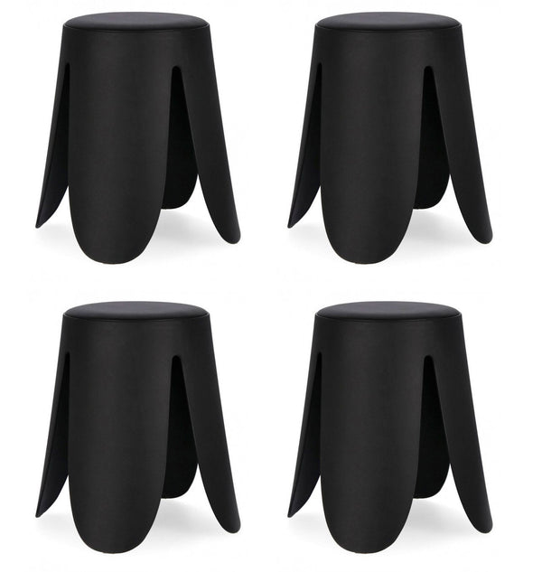 Set 4 Sgabelli Ø37x47 cm in Similpelle Imogen Nero sconto