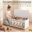 Cassapanca Contenitore 100x40x45 cm con 2 Cerniere di Sicurezza in Truciolato Bianco Effetto Legno      