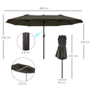 Ombrellone da Giardino Doppio Tetto 4,6x2,7 m  Roland Grigio