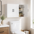 Mobile Bagno da Parete 90x30x60 cm con 3 Ante e Ripiano Regolabile Salvaspazio in MDF Bianco      