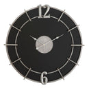 Orologio Argento Glam Ø60x4,5 cm in Ferro e MDF Argento e Nero