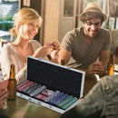 Set 500 Fiches da Poker 2 Mazzi di Carte e Pulsante Dealer con Valigetta 