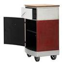 Comodino Van 46x42x80 cm Legno di Abete e MDF e in Ferro Rosso e Bianco