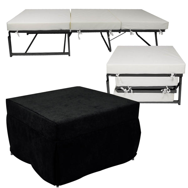 Lit pouf pliable avec matelas pliant 78x78x47 cm Avalli Contract Noir sconto