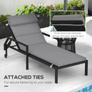 Cuscino per Sdraio e Lettino Prendisole  con Lacci di Fissaggio  in Tessuto Grigio Chiaro