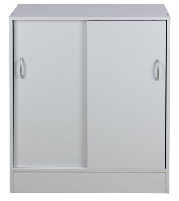 Armoire 2 Portes Coulissantes 3 Etagères 60x30x71 cm en PB et Papier Blanc acquista