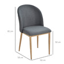 Set 2 Sedie imbottite in Acciaio e Poliestere 50x58x85 cm  Grigie