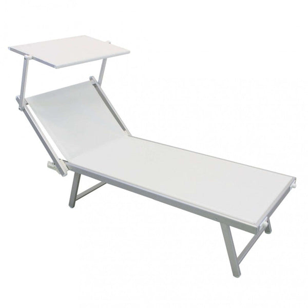 sconto Bain de soleil de jardin Bari 181x61x38 h cm en aluminium blanc