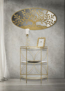 Mobiletto Glam Shelf 70x35x85 cm in Ferro MDF e Vetro Oro e Multicolor