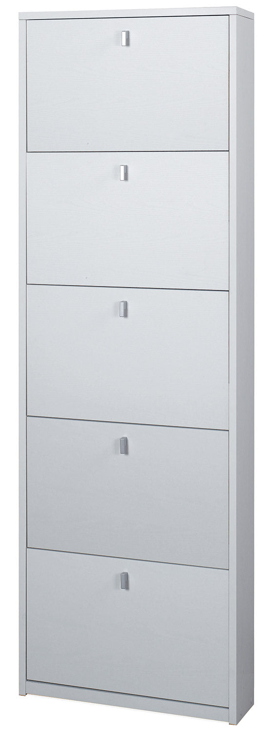 acquista Meuble à Chaussures 5 Portes 63x190x18 cm Blanc Flammé