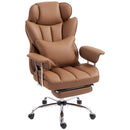 Sedia da Ufficio Massaggiante a 6 Punti Reclinabile 76x77x115-123 cm con Cuscino Lombare e Poggiapiedi in Pelle PU Marrone      
