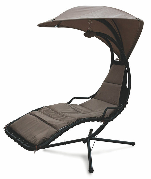 sconto Hamac balançoire de jardin en fer et textilène avec parasol Soriani Malibù Tortora