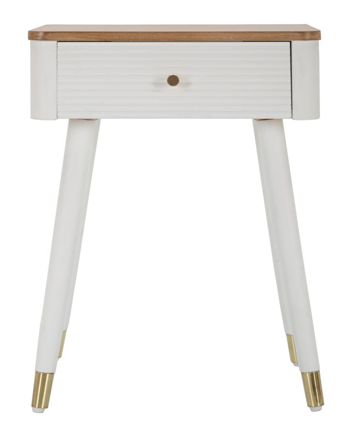 Comodino Matera 45x62x32 cm in Legno MDF e Ferro Bianco/Marrone