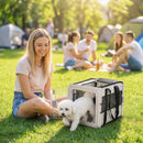 Trasportino Morbido per Cani Mini e Gatti Pieghevole 49,5x34x35,5 cm con Base Rigida e Finestre a Rete in Tessuto 300D e Acciaio Zincato Grigio      