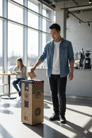 Pattumiera Per Raccolta Rifiuti 28x28xh70 cm in Cartone Con Stampa Grafica Organico Beige