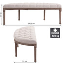 Panca Semicircolare Imbottita in Legno 140,5x51x48 cm  Beige