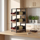 Portabottiglie 22x24x49,2 cm Scaffali Ondulati 6 Bottiglie Struttura in Metallo Marrone Rustico e Nero      