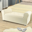 Panca Scendiletto 120x39x55 cm con Brillantini in Tessuto Effetto Velluto Beige