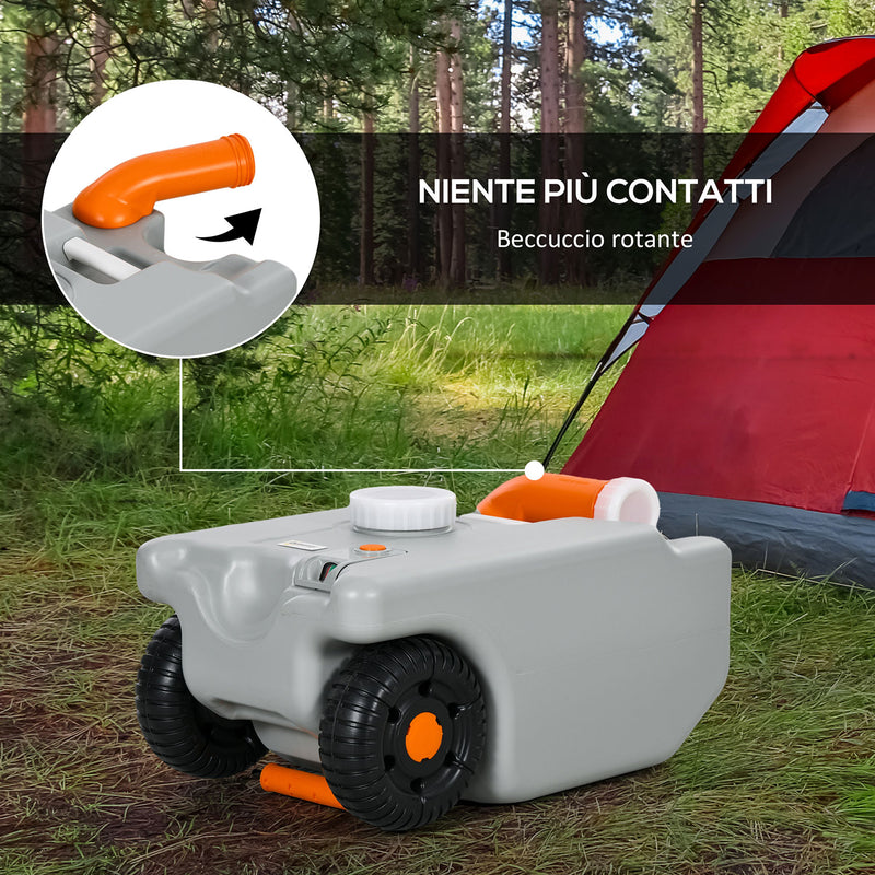 Serbatoio per Acqua da Campeggio 22L Indicatore con Livello di Liquido con Ruote Grigio  