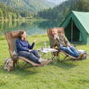 Set 2 Sedie da Campeggio Pieghevoli 80x165x83-90 cm con Poggiapiedi Staccabile in Tessuto Oxford e Metallo Marrone e Nero      