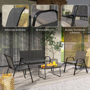 Set da Giardino con Divano 2 Poltrone Impilabili e Tavolino in Vetro Nero    