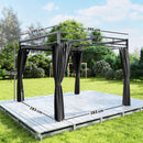Pergola Gazebo 3x3 m con Tetto Scorrevole UV30+ e 4 Pareti Laterali Grigio Scuro      