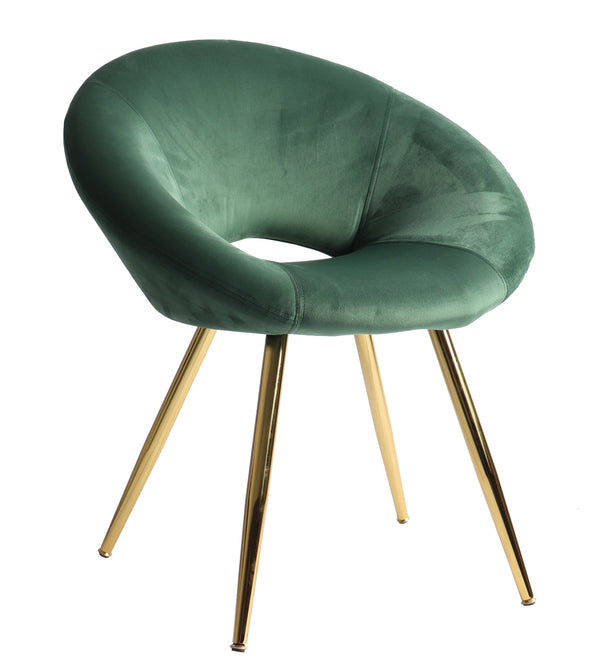 sconto Fauteuil 66x61x76 cm en tissu velours doré/vert foncé