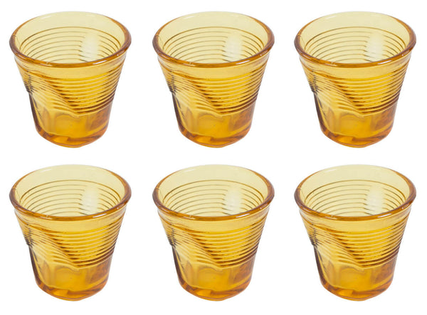 Set 6 Tasses Espresso Froissé Ø6,5 cm en Verre Pressé Miel Kaleidos online