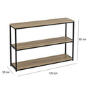 Libreria Scaffale a 3 Ripiani da Ingresso in Metallo e Legno 120x30x80H cm