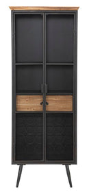 Mobile Iron School Grid 63x38,5x164 cm in Ferro e Legno di Abete Nero e Marrone