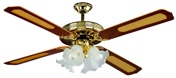 prezzo Ventilateur de Plafond 4 Pales et 4 Lampes Ø130 cm 3 Vitesses Bauer Old America