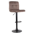 Set 2 Sgabelli 44x38x63/82 cm in Velluto con Base Nera Grigio