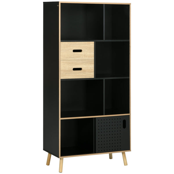online Libreria Moderna 80x40x165 cm in MDF e Truciolato Nero e Legno Naturale
